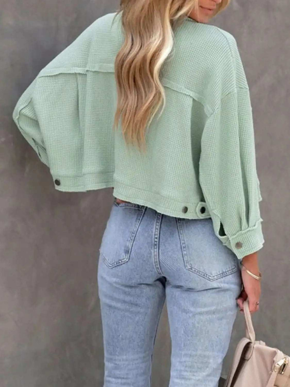 Button Up Long Sleeve Jacket - Trendsi - Flyclothing LLC