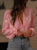 Flower Button Up Long Sleeve Shirt - Trendsi - Flyclothing LLC