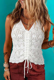 Hollowed Knit V Neck Drawstring Sweater Vest - Trendsi - Flyclothing LLC