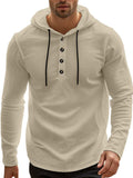 Men's Full Size Drawstring Button Detail Long Sleeve Hoodie Plus Size - Trendsi - Flyclothing LLC