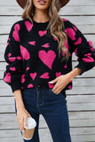 Angel Wings Heart Contrast Round Neck Long Sleeve Sweater - Trendsi - Flyclothing LLC
