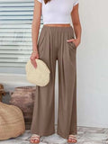 Elastic Waist Wide Leg Pants - Trendsi - Flyclothing LLC