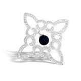 42304 - High-Polished 925 Sterling Silver Pendant with Semi-Precious Onyx in Jet - Alamode - Flyclothing LLC