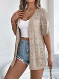 Openwork Open Front Half Sleeve Cardigan - Trendsi - Flyclothing LLC