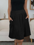 Elastic Waist Skirt with Pockets - Trendsi - Flyclothing LLC