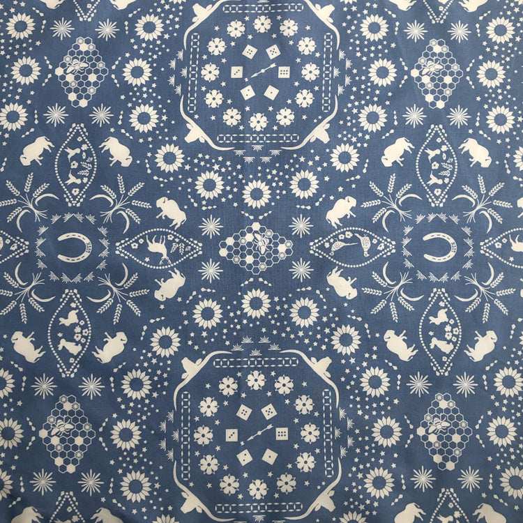 Rockmount Ranch Ware Bison Print Western Cotton Bandana in Blue - Rockmount Clothing - Flyclothing LLC