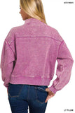 Zenana Acid Wash Fleece Half Zip Sweatshirt - Trendsi - Flyclothing LLC