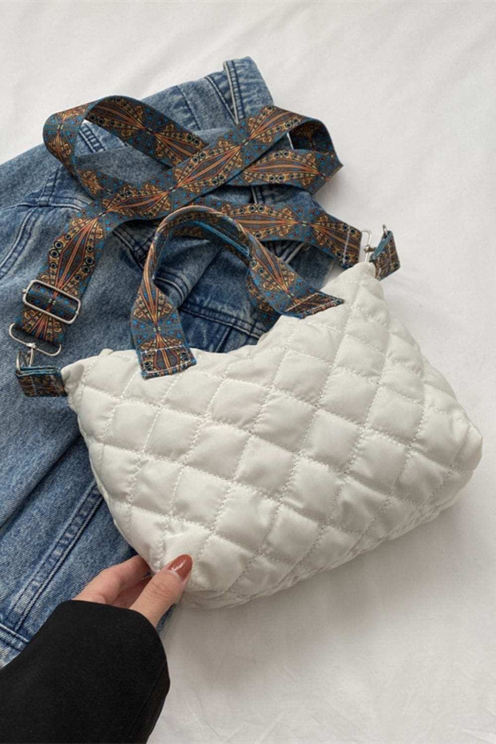 Bubble Textured Printed Strap Handbag - Trendsi - Flyclothing LLC