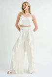 MABLE Crop Cami and Ruffled Wide Leg Pants Set - Trendsi - Flyclothing LLC