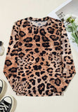 Leopard Round Neck Long Sleeve Blouse - Trendsi - Flyclothing LLC