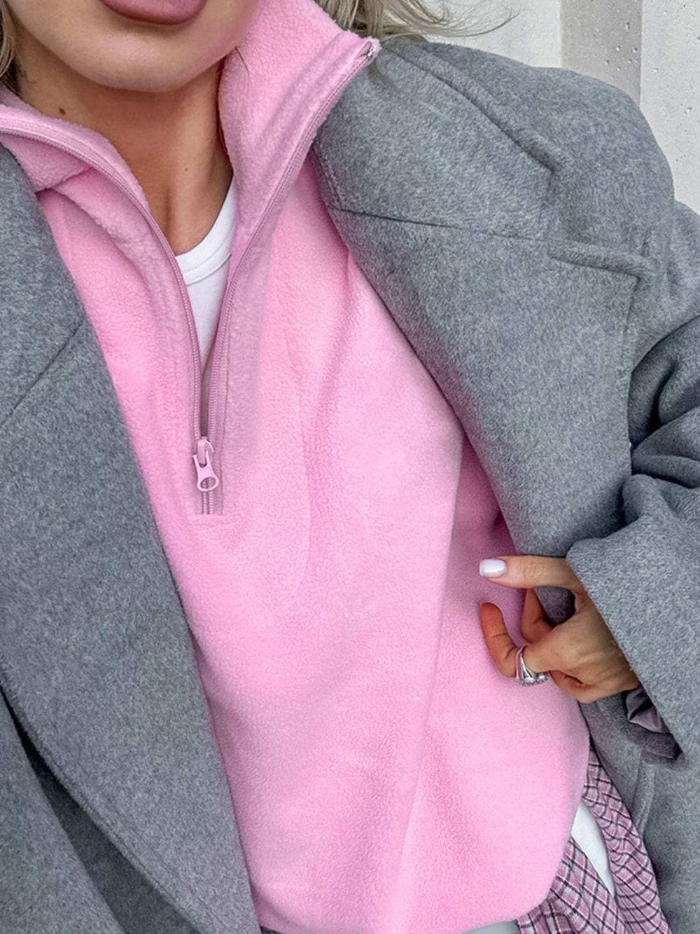 Quarter Zip Long Sleeve Sweatshirt - Trendsi - Flyclothing LLC