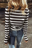 Striped Turtleneck Long Sleeve Knit Top - Trendsi - Flyclothing LLC