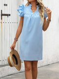 Ruffled Notched Cap Sleeve Mini Dress - Trendsi - Flyclothing LLC