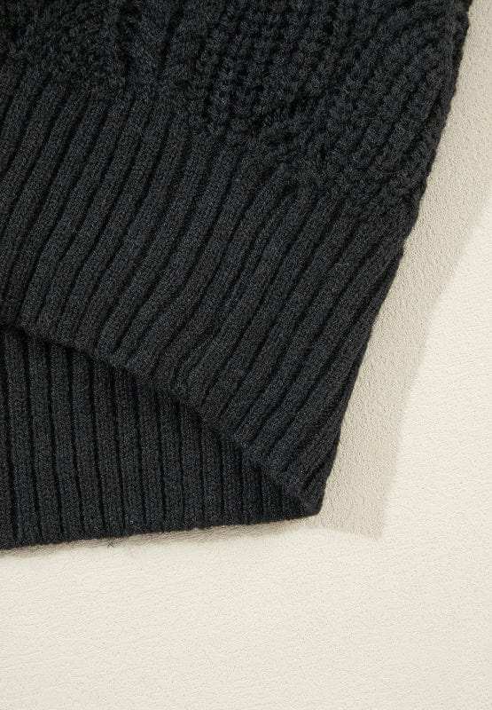 Openwork V-Neck Long Sleeve Sweater - Trendsi - Flyclothing LLC