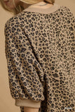 Umgee Leopard Knit Jacquard Puff Sleeve Sweatshirt - Trendsi - Flyclothing LLC