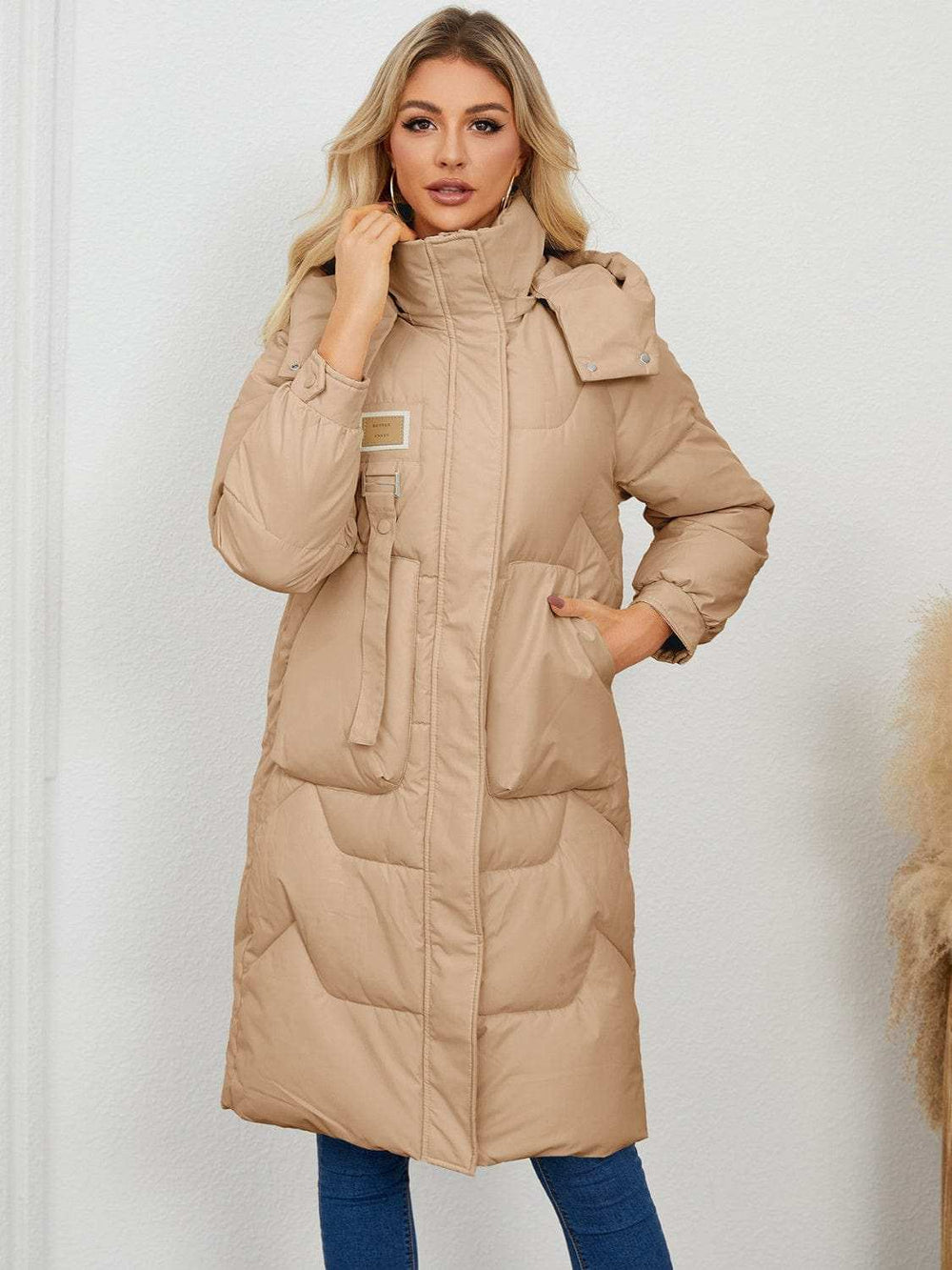 Long Sleeve Longline Hooded Winter Coat - Trendsi - Flyclothing LLC