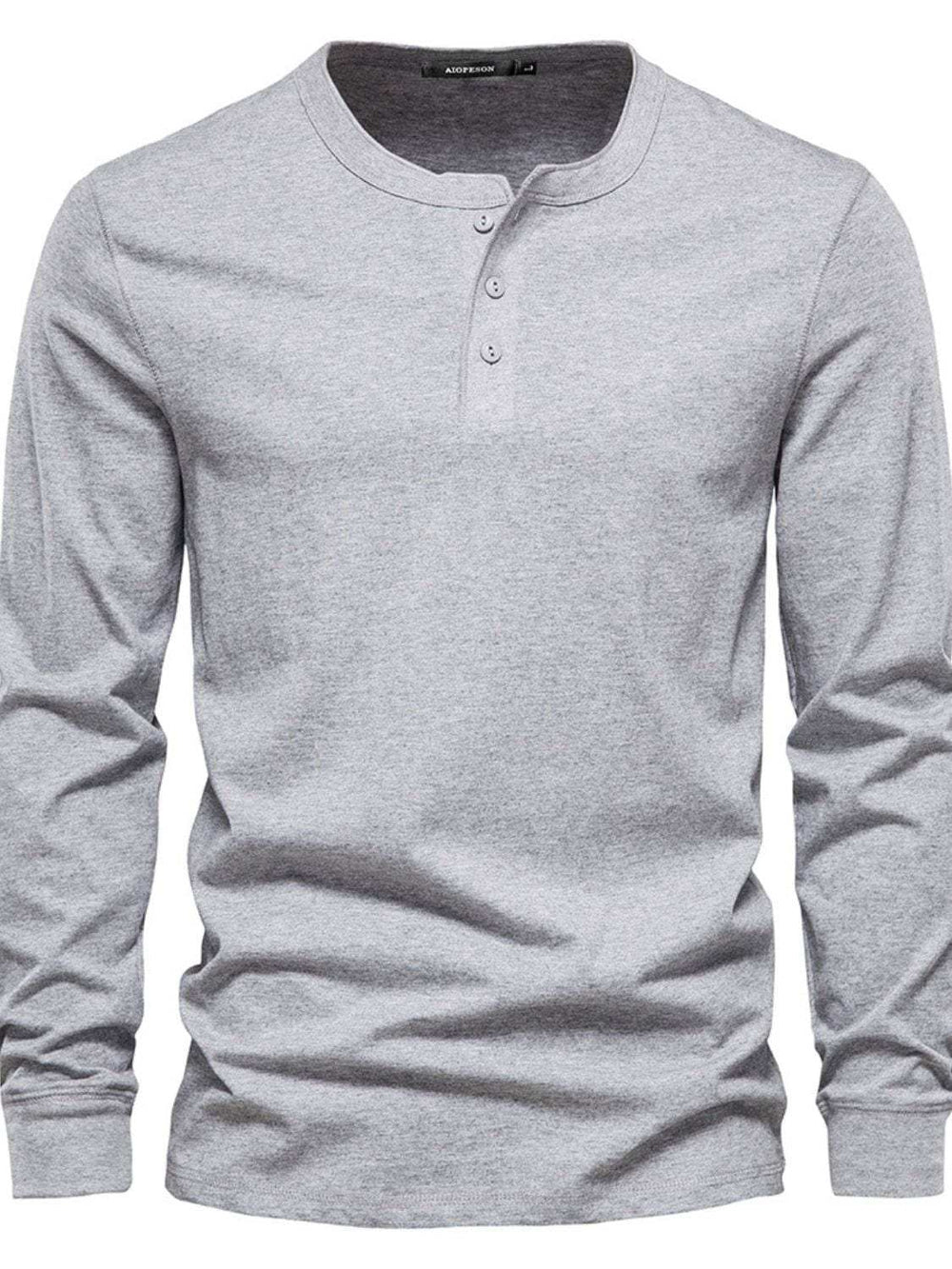 Men's Full Size Quarter Button Round Neck Long Sleeve T-Shirt Plus Size - Trendsi - Flyclothing LLC