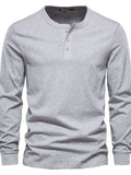 Men's Full Size Quarter Button Round Neck Long Sleeve T-Shirt Plus Size - Trendsi - Flyclothing LLC