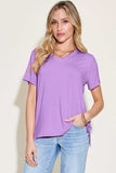 Basic Bae Bamboo Full Size V-Neck High-Low T-Shirt - Trendsi - Flyclothing LLC
