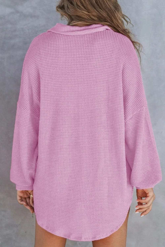 Half Button Long Sleeve Sweatshirt - Trendsi - Flyclothing LLC