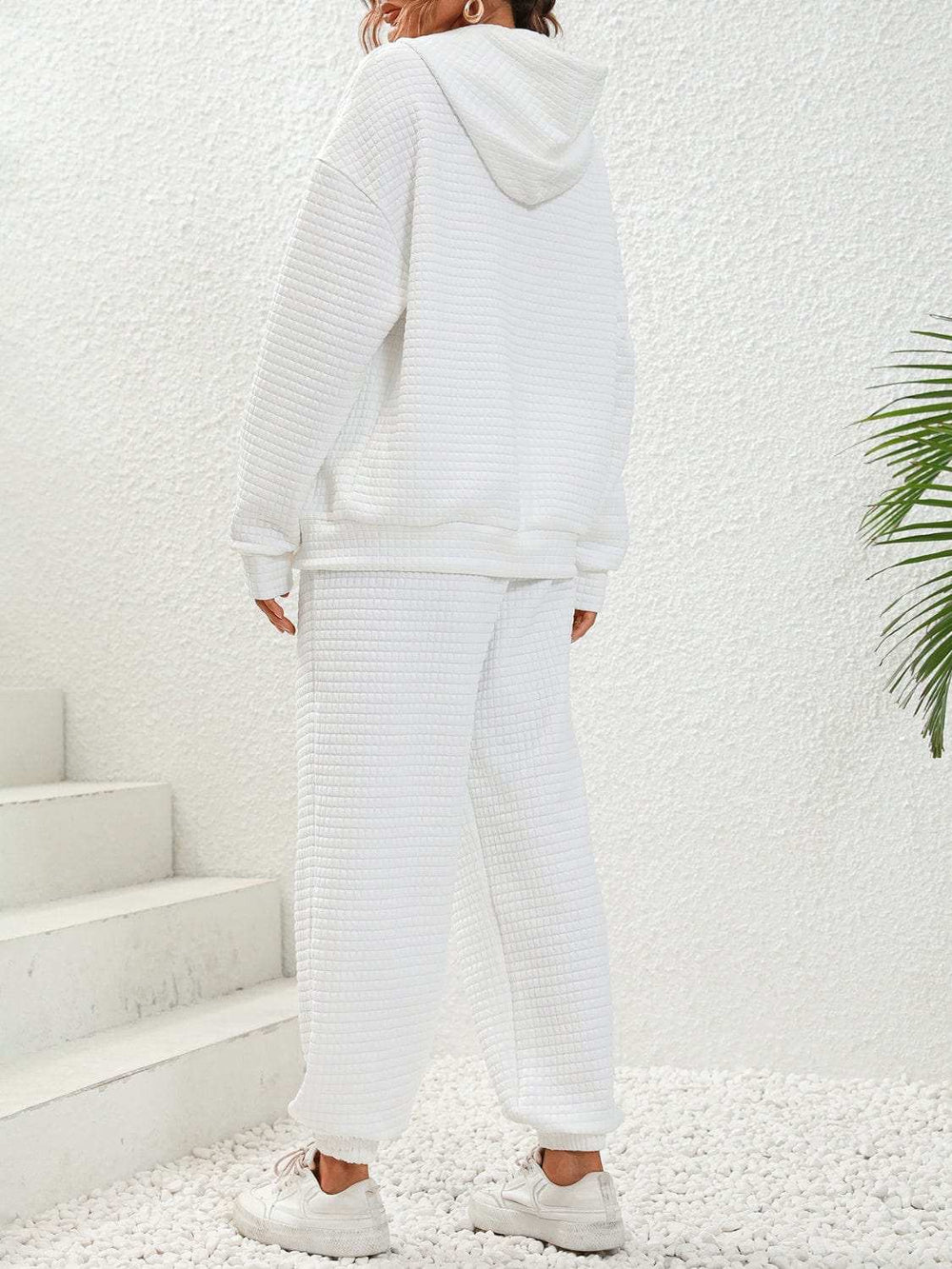 Plaid Texture Zip Up Hooded Jacket - Trendsi - Flyclothing LLC