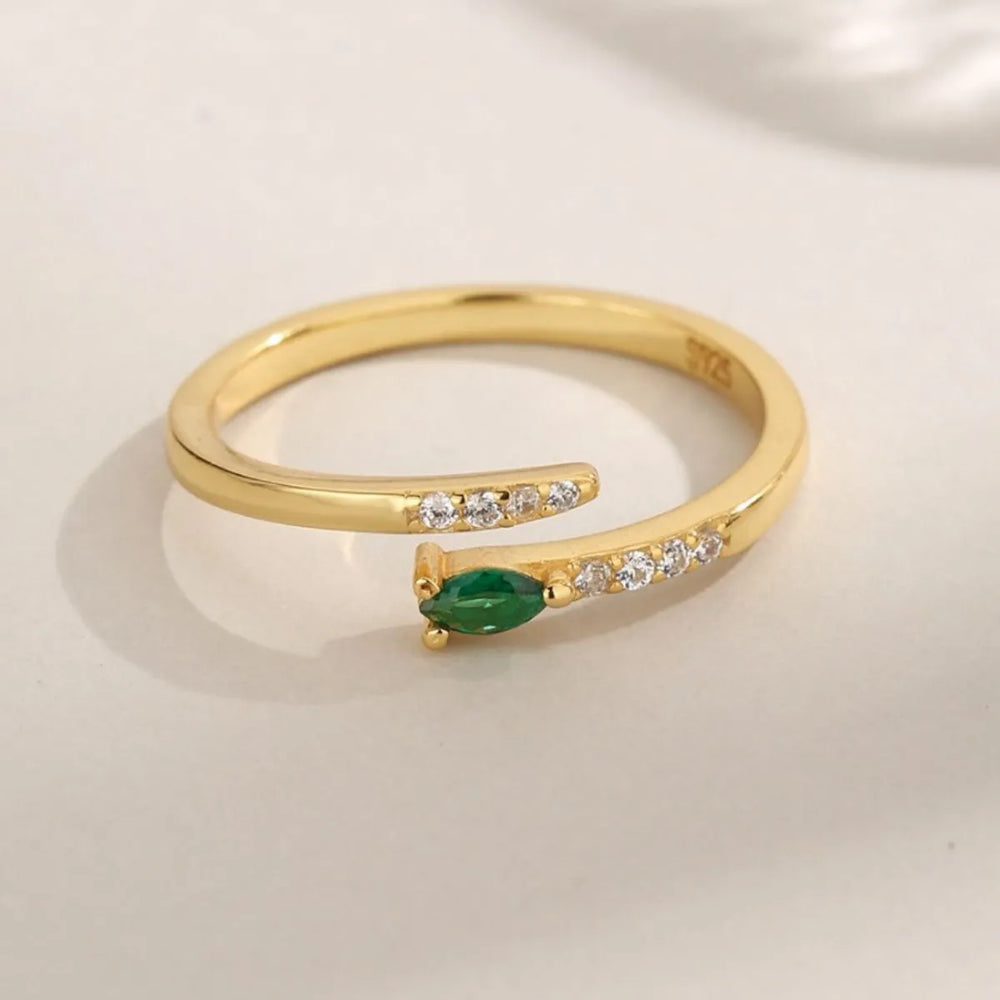 925 Sterling Silver Inland Zircon Open Ring - Trendsi - Flyclothing LLC