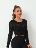 Textured Round Neck Long Sleeve Top - Trendsi - Flyclothing LLC
