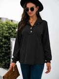 Half Button Long Sleeve T-Shirt - Trendsi - Flyclothing LLC