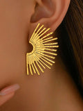 18K Gold-Plated Stainless Steel Sunburst Earrings - Trendsi - Flyclothing LLC