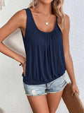Full Size Ruched Scoop Neck Tank - Trendsi - Flyclothing LLC
