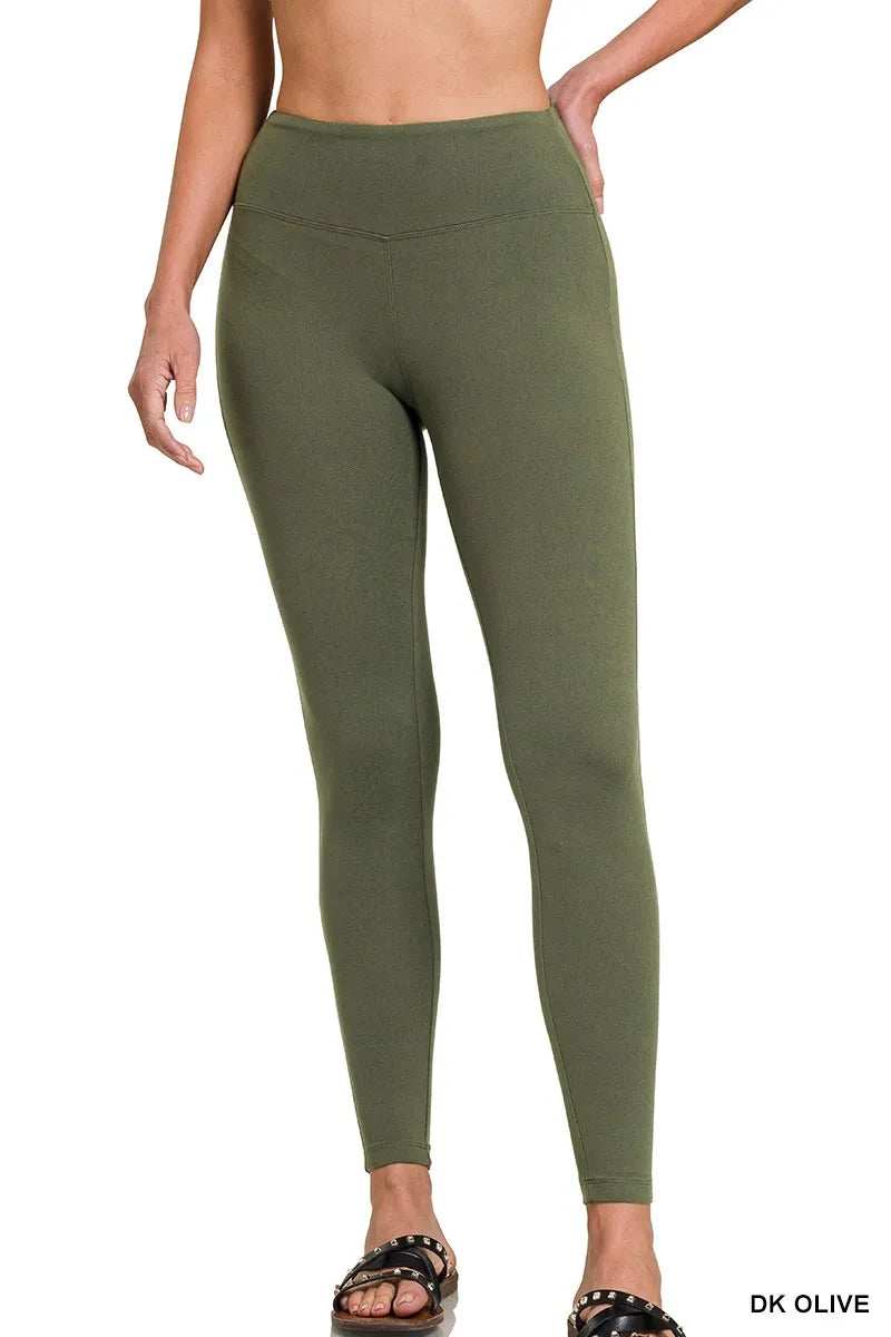 Zenana Microfiber Waistband Leggings - Trendsi - Flyclothing LLC