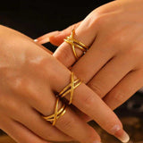 18K Gold-Plated Crisscross Ring - Trendsi - Flyclothing LLC