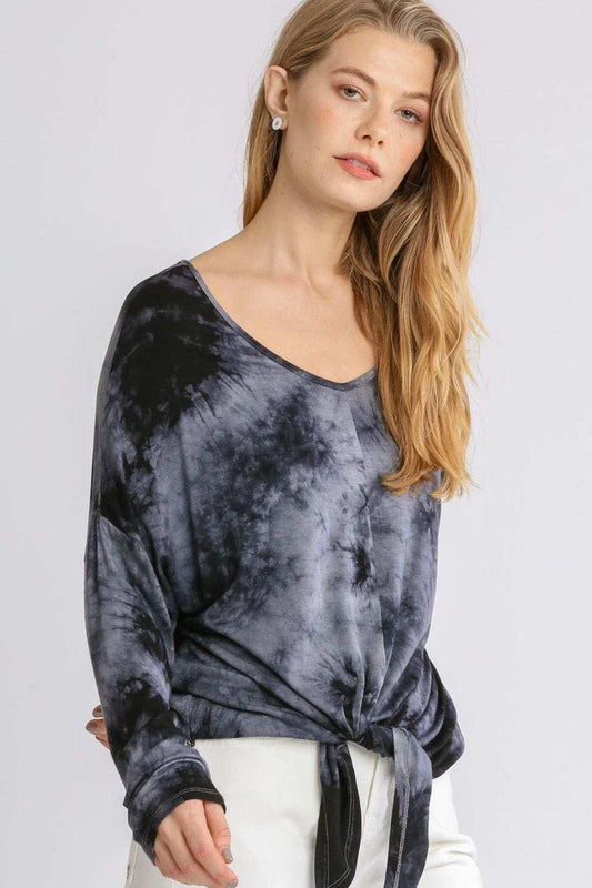 Umgee Full Size Tie Dye Lightweight Long Sleeve Top Plus Size - Trendsi - Flyclothing LLC