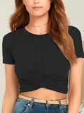 Round Neck Short Sleeve Crop T-Shirt - Trendsi - Flyclothing LLC