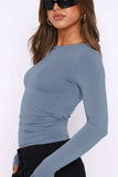 Round Neck Long-Sleeve Top - Trendsi - Flyclothing LLC