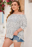 Plus Size Printed Off-Shoulder Half Sleeve Blouse - Trendsi - Flyclothing LLC