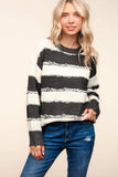 Haptics Striped Contrast Distressed Sweater - Trendsi - Flyclothing LLC