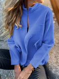 Full Size Textured Knit Zip Up Outerwear Plus Size - Trendsi - Flyclothing LLC