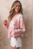 Pearl Trim Flower Round Neck Sweater - Trendsi - Flyclothing LLC