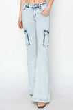 RISEN Full Size High Rise Cargo Flare Jeans - Trendsi - Flyclothing LLC