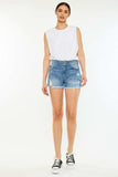 Kancan Full Size High Rise Raw Hem Denim Shorts - Trendsi - Flyclothing LLC