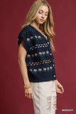 Umgee Button-Down Knit Vest with Floral Pattern - Trendsi - Flyclothing LLC