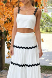 Contrast Trim Cami and Skirt Set - Trendsi - Flyclothing LLC