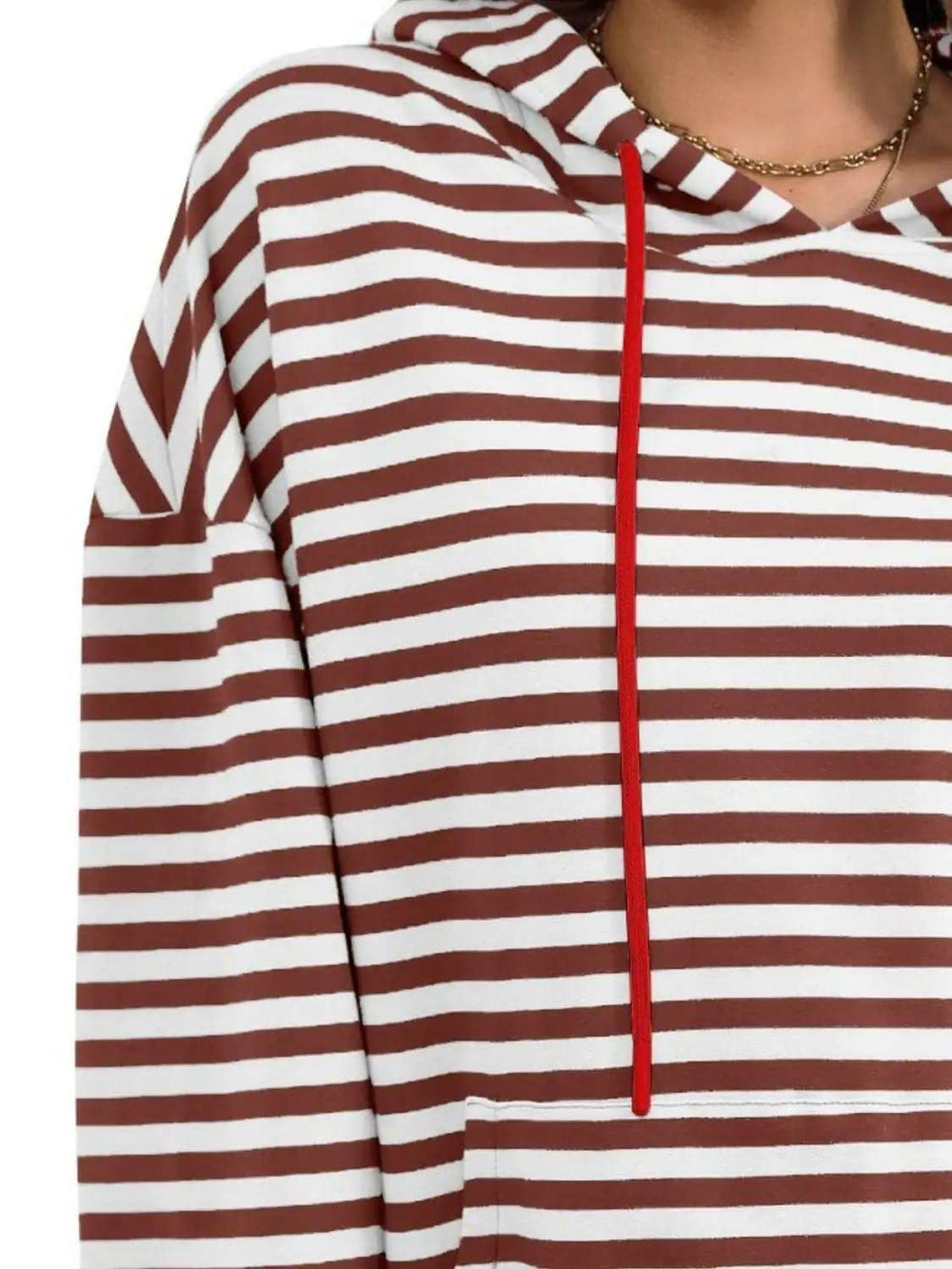 Drawstring Striped Long Sleeve Hoodie - Trendsi - Flyclothing LLC