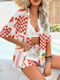 Devine Printed Collared Neck Half Sleeve Top and Shorts Set - Trendsi - Flyclothing LLC