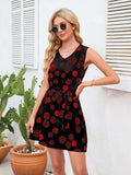 Tied Polka Dot V-Neck Dress - Trendsi - Flyclothing LLC