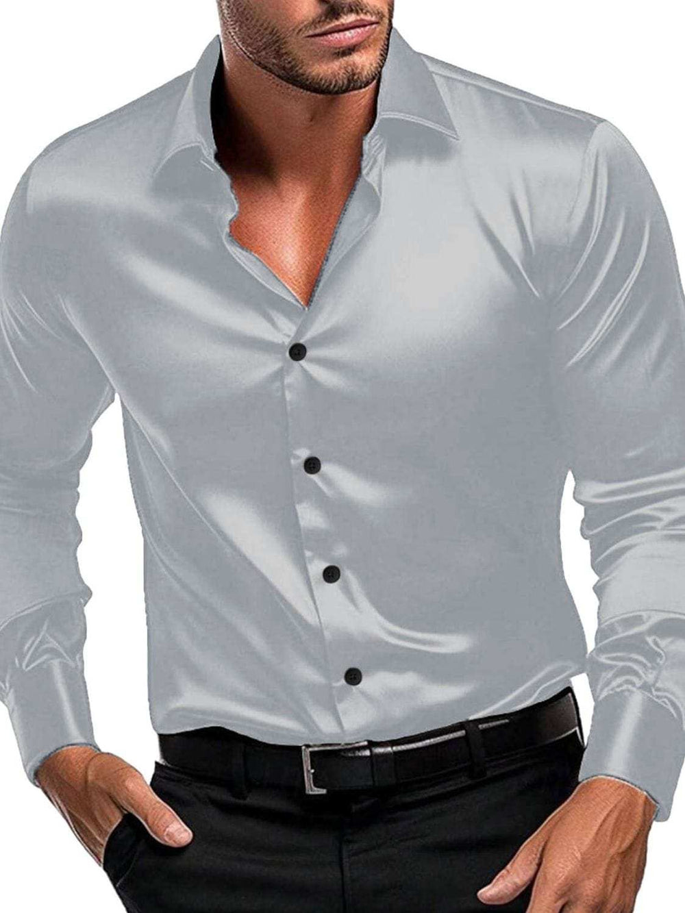 Men's Button Down Long Sleeve Shirt - Trendsi - Flyclothing LLC