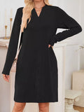 Casual Ribbed Knit Long Sleeve Dress - Trendsi - Flyclothing LLC