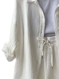 Textured Button Up Shirt and Shorts Set - Trendsi - Flyclothing LLC