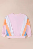 Color Block Round Neck Long Sleeve Sweatshirt - Trendsi - Flyclothing LLC